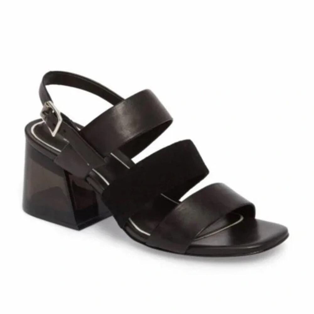 Rag & Bone $425 Reese Three Strap Leather Heel Sandal in Black Size 38/US 8
